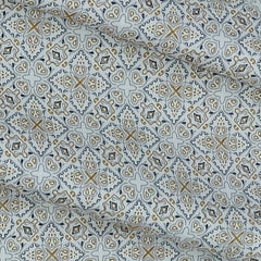 Shirt Fabric Raymond 100% Cotton Printed Colour Gold N White