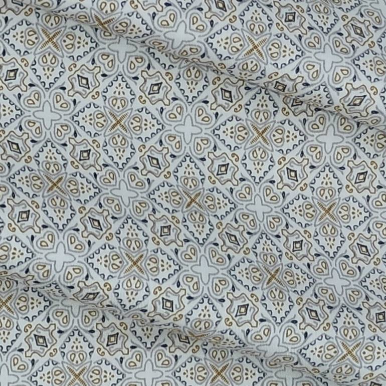 Shirt Fabric Raymond 100% Cotton Printed Colour Gold N White