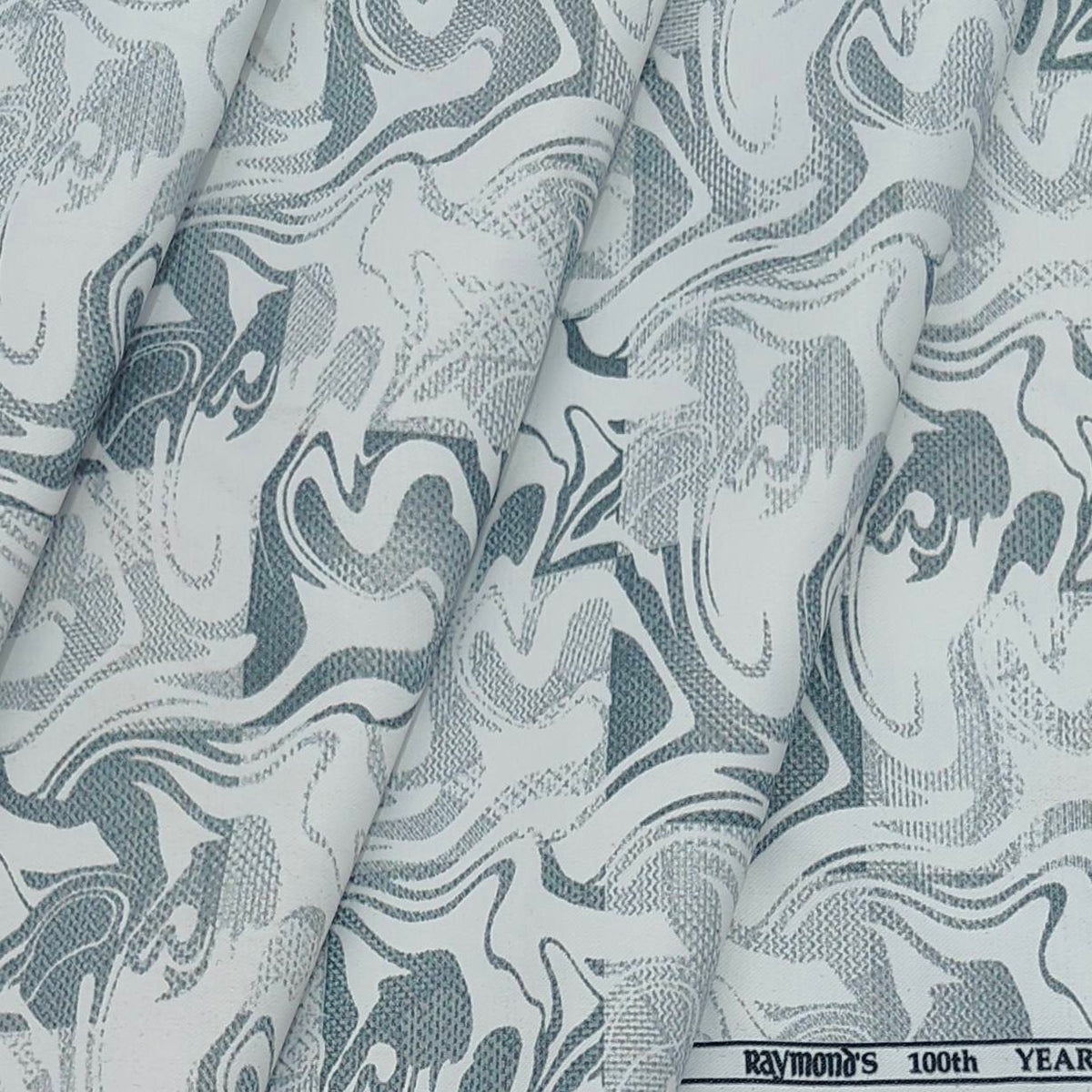 Shirt Fabric Raymond Polished Cotton Check Colour Grey N White
