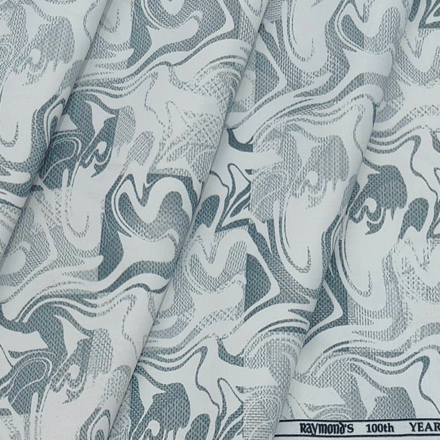 Shirt Fabric Raymond Polished Cotton Check Colour Grey N White