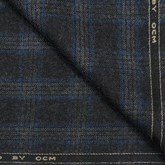 Tweed Blazer Fabric OCM Wool Blended Check Colour Black N Blue