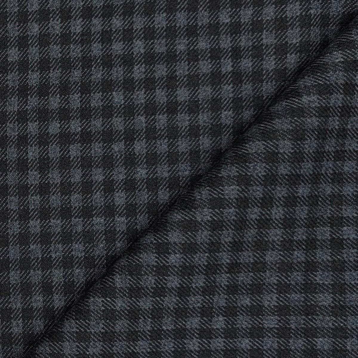 Tweed Blazer Fabric OCM  Wool Blended Small Check Colour Black N Lead Grey