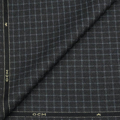 Tweed Blazer Fabric OCM  Wool Blended Small Check Colour Silver N Iron Grey