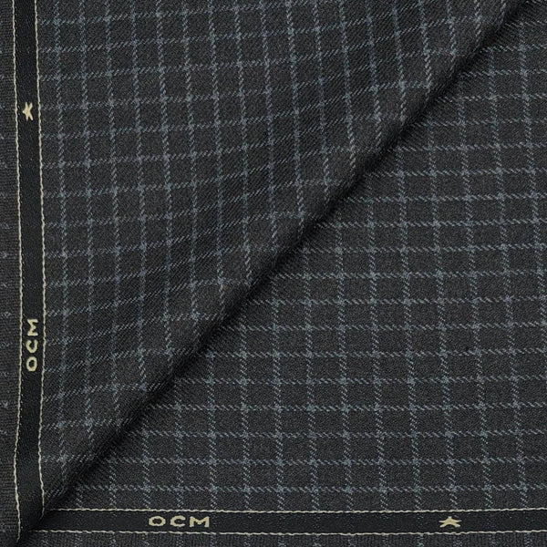 Tweed Blazer Fabric OCM  Wool Blended Small Check Colour Silver N Iron Grey