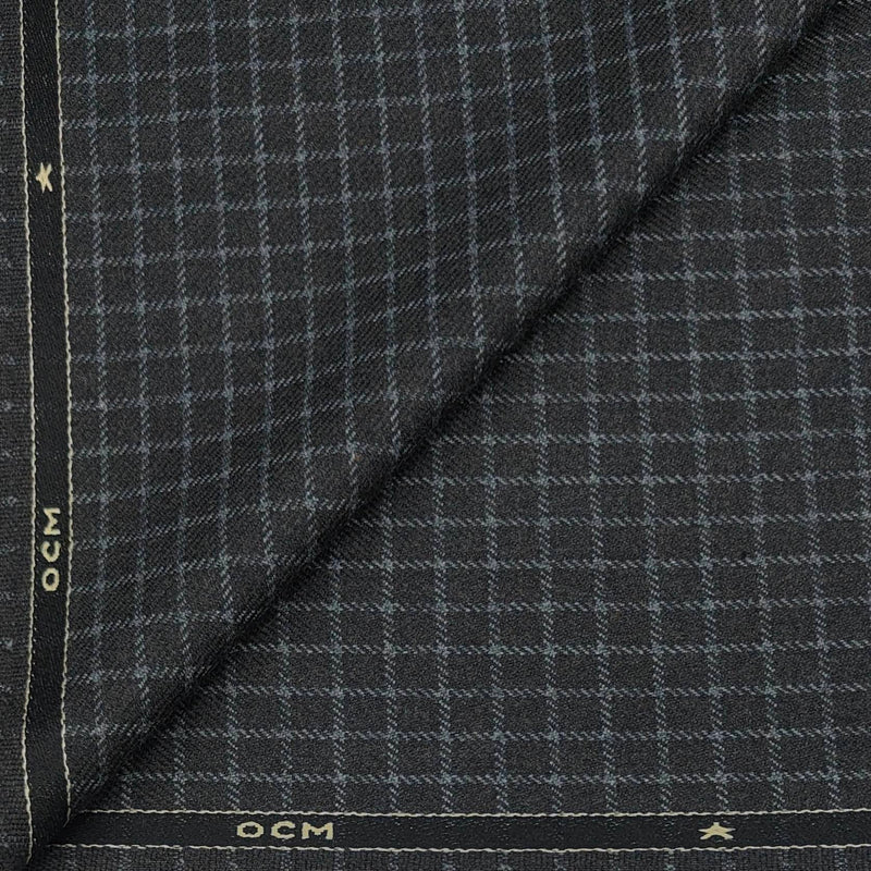 Tweed Blazer Fabric OCM  Wool Blended Small Check Colour Silver N Iron Grey