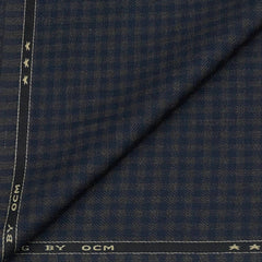 Tweed Blazer Fabric OCM  Wool Blended Small Check Colour Light Indigo Blue