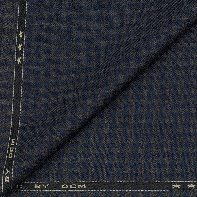Tweed Blazer Fabric OCM  Wool Blended Small Check Colour Light Indigo Blue