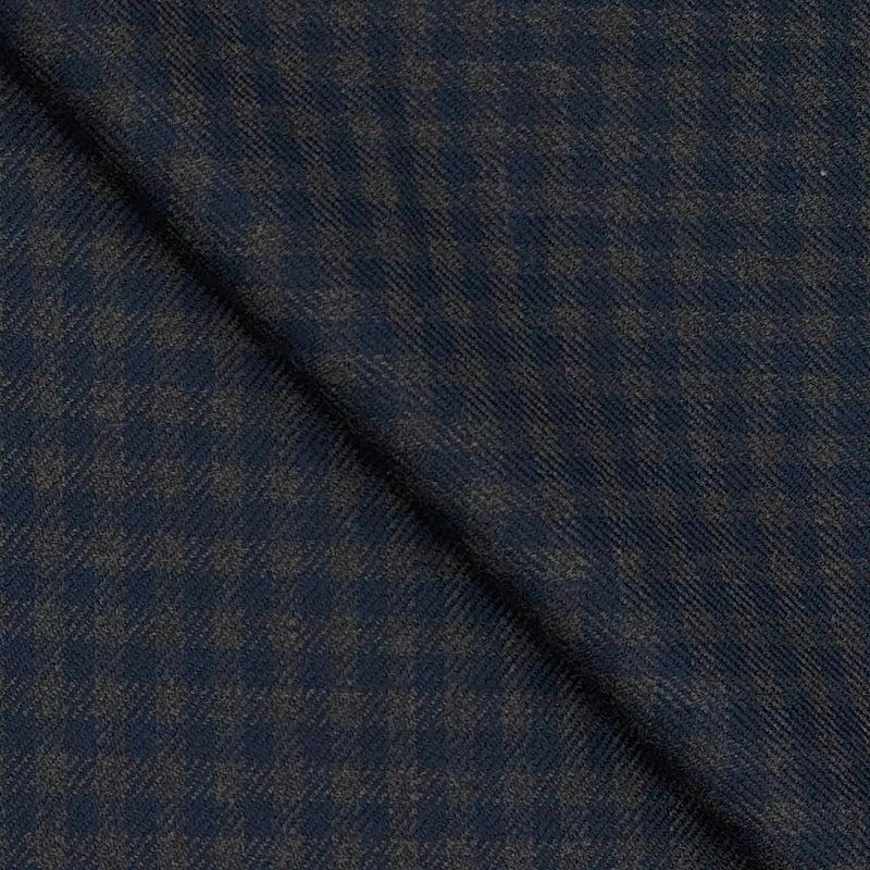 Tweed Blazer Fabric OCM  Wool Blended Small Check Colour Light Indigo Blue