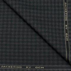 Tweed Blazer Fabric OCM  Wool Blended Small Check Colour Iron Grey