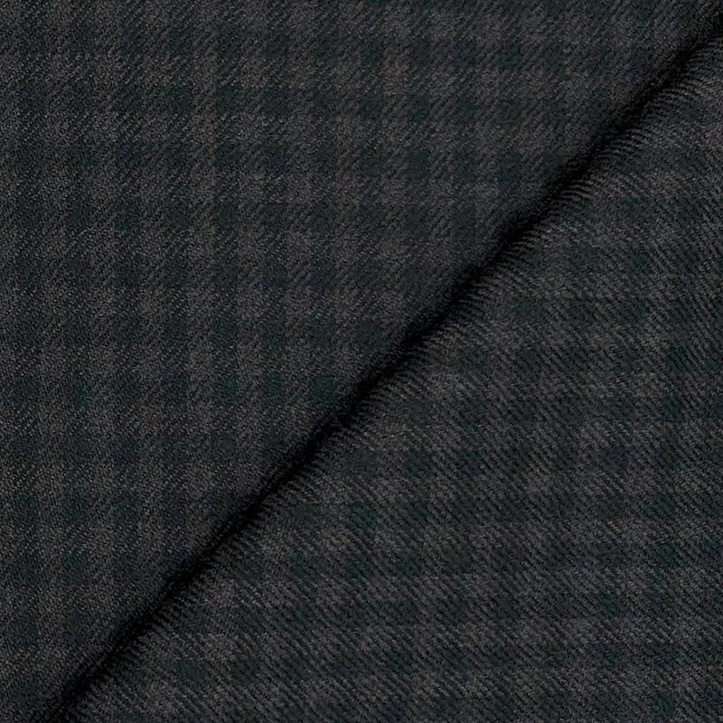 Tweed Blazer Fabric OCM  Wool Blended Small Check Colour Iron Grey