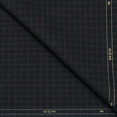 Tweed Blazer Fabric OCM  Wool Blended Small Check Colour Plum Purple N Bistre Brown