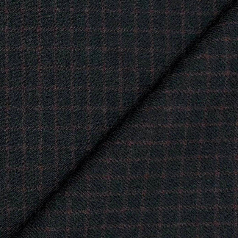 Tweed Blazer Fabric OCM  Wool Blended Small Check Colour Plum Purple N Bistre Brown