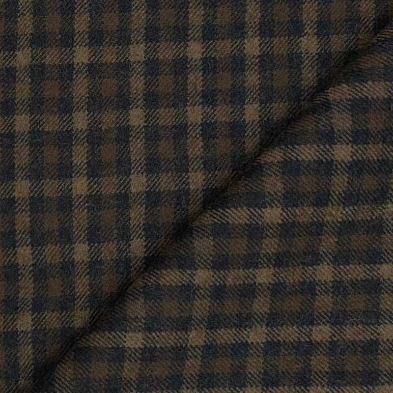 Tweed Blazer Fabric OCM  Wool Blended Check Colour Carob Brown