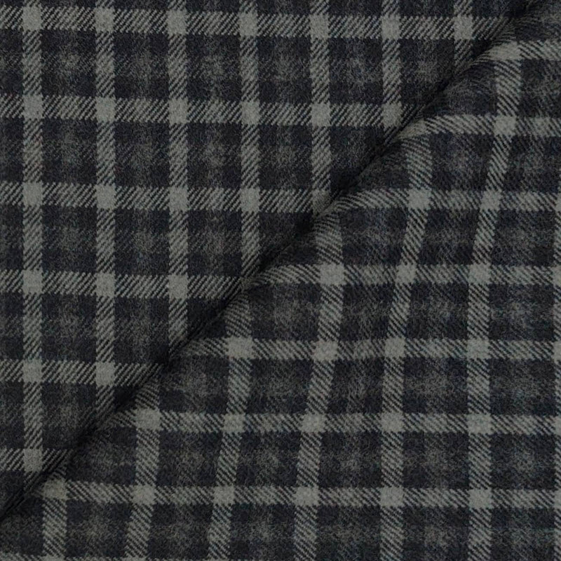 Tweed Blazer Fabric OCM  Wool Blended Check Colour Anchor Grey