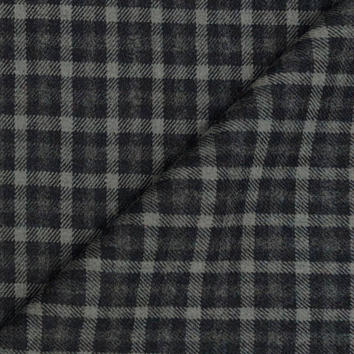 Tweed Blazer Fabric OCM  Wool Blended Check Colour Anchor Grey