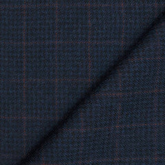 Tweed Blazer Fabric OCM  Wool Blended Check Colour Dark Berry Blue
