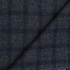Tweed Blazer Fabric OCM  Wool Blended Broad Check Colour Nevada Grey N Blue