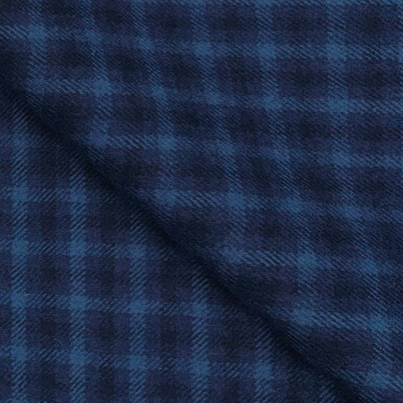 Tweed Blazer Fabric OCM 100% Wool Check Colour Blue