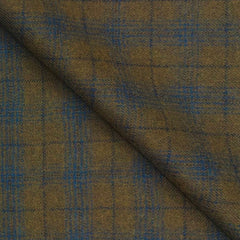 Tweed Blazer Fabric OCM 100% Wool Check Colour Golden Brown