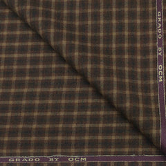 Tweed Blazer Fabric OCM 100% Wool Check Colour Coffee N Beige
