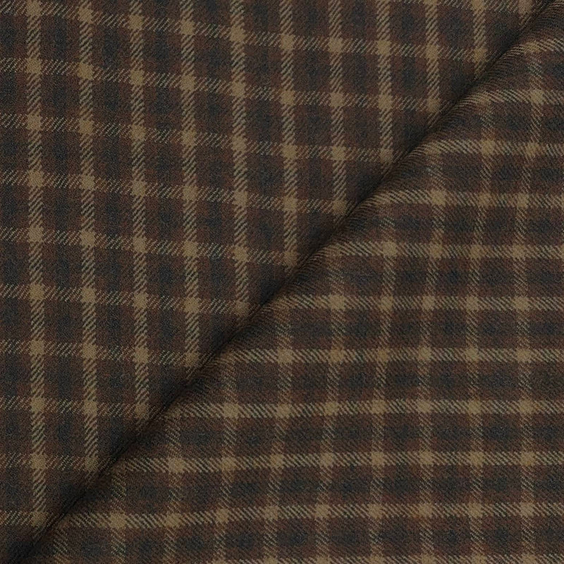 Tweed Blazer Fabric OCM 100% Wool Check Colour Coffee N Beige