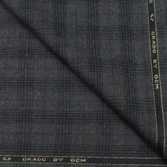 Tweed Blazer Fabric OCM 100% Wool Check Colour Charcoal Grey N Brown