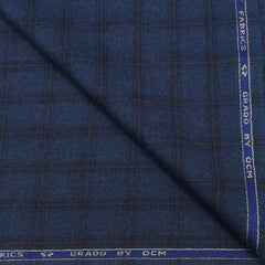 Tweed Blazer Fabric OCM 100% Wool Check Colour Space Blue