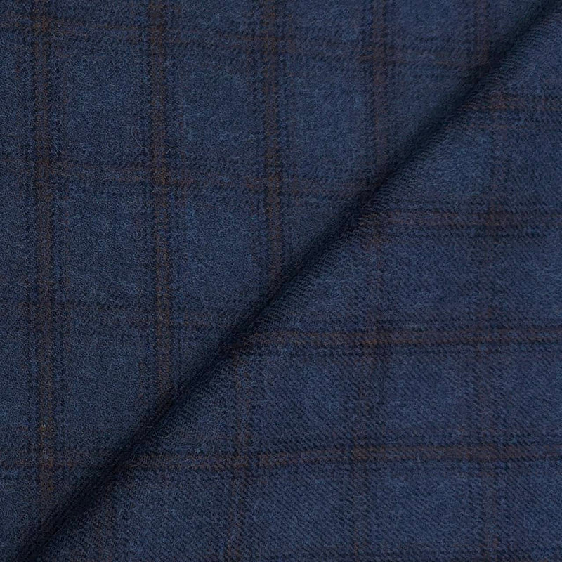 Tweed Blazer Fabric OCM 100% Wool Check Colour Space Blue