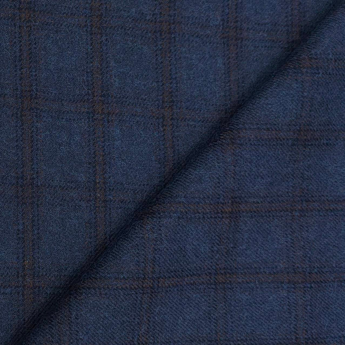 Tweed Blazer Fabric OCM 100% Wool Check Colour Space Blue
