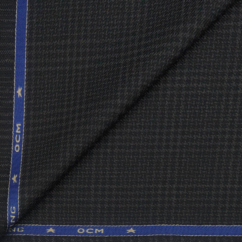 Tweed Blazer Fabric OCM 100% Wool Zig Zag Colour Black N Grey