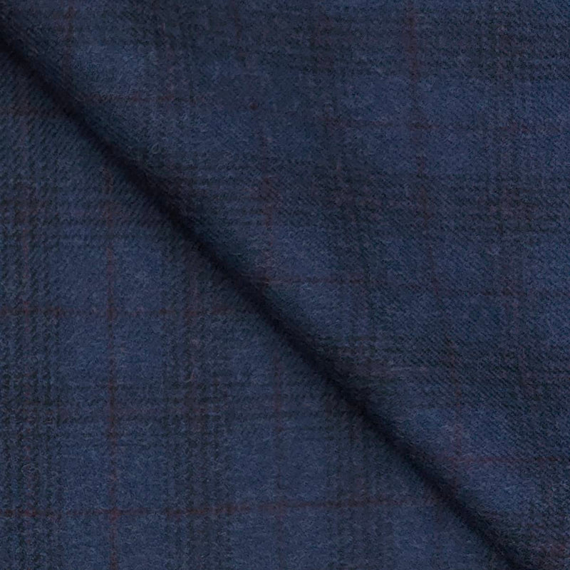 Tweed Blazer Fabric OCM 100% Wool Check Colour Iron Blue