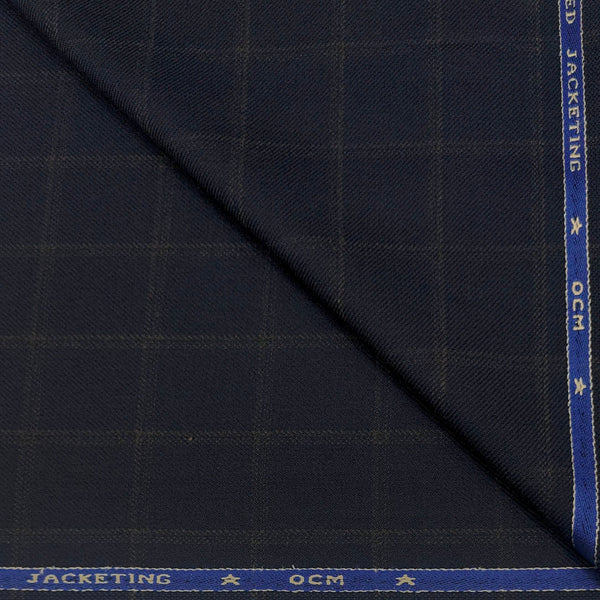 Tweed Blazer Fabric OCM Wool Blended Check Colour Blackish Blue
