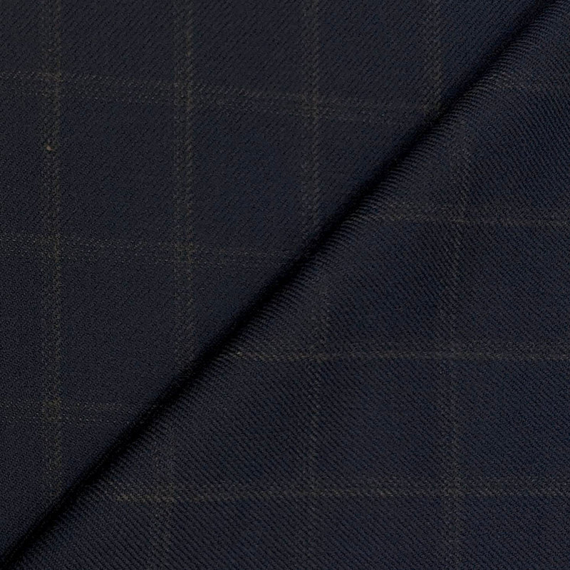 Tweed Blazer Fabric OCM Wool Blended Check Colour Blackish Blue