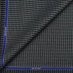 Tweed Blazer Fabric OCM Wool Blended Zig Zag Colour Black N Silver