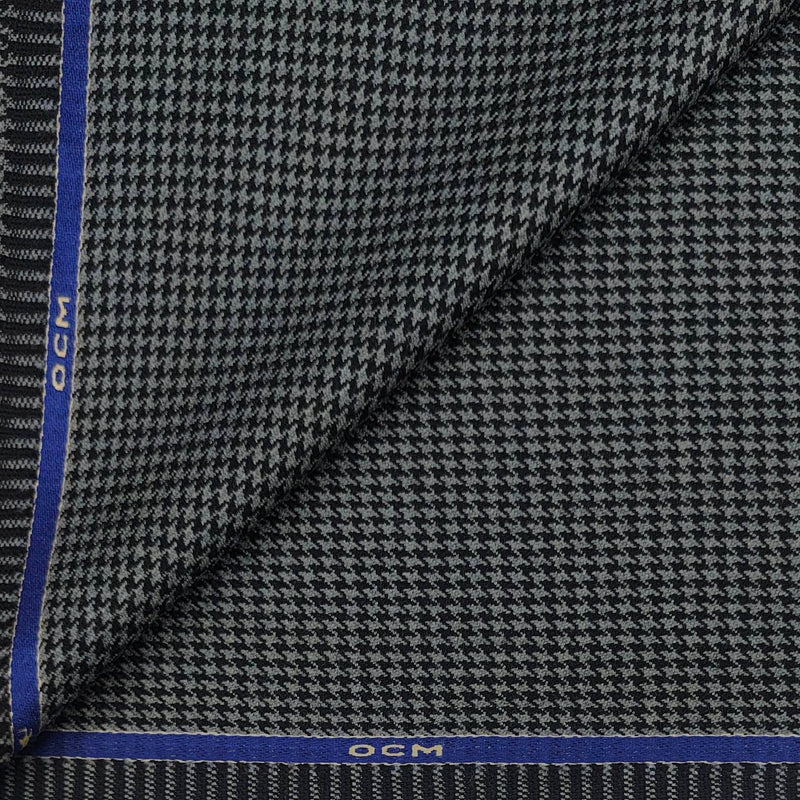 Tweed Blazer Fabric OCM Wool Blended Zig Zag Colour Black N Silver