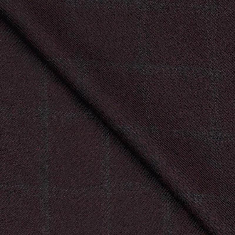 Tweed Blazer Fabric OCM Wool Blended Check Colour Wine