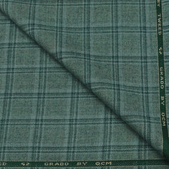 Tweed Blazer Fabric OCM Wool Blended Check Colour Sage Green