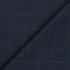 Tweed Blazer Fabric OCM Wool Blended Check Colour Denim Blue N Reddish Brown