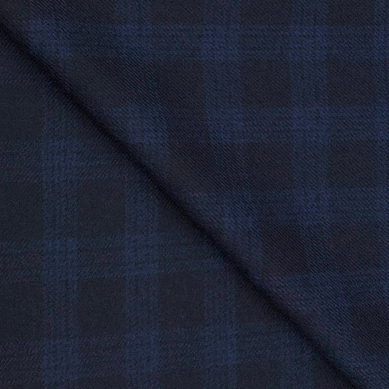 Tweed Blazer Fabric OCM Wool Blended Check Colour Dark Blue N Royal Blue