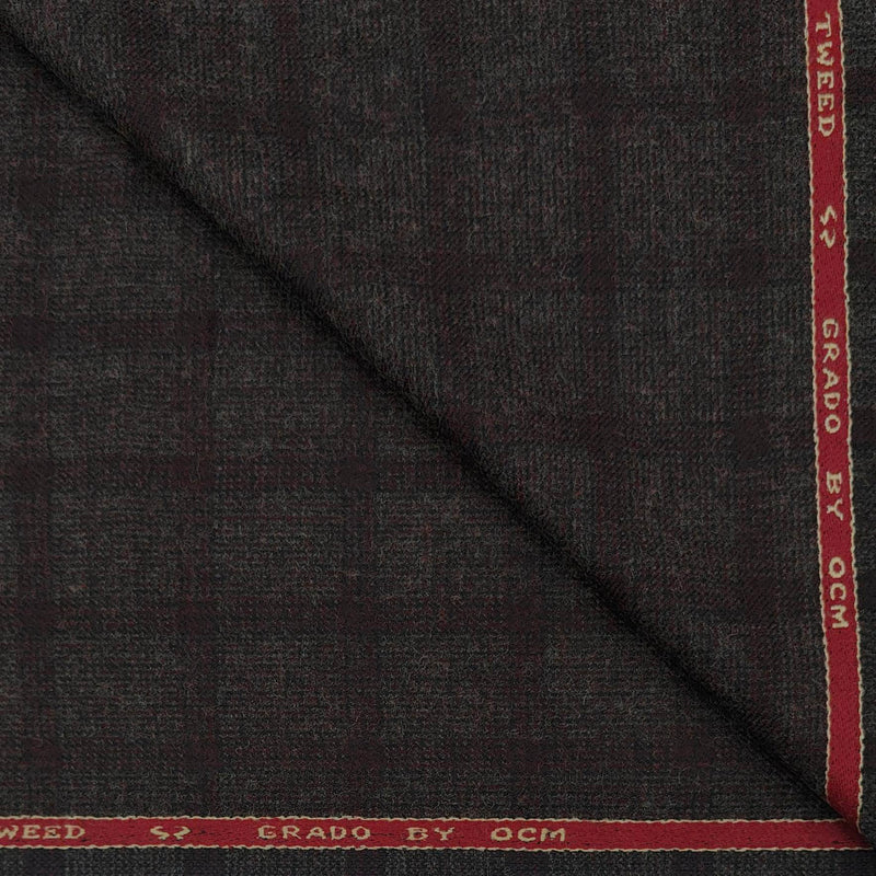 Tweed Blazer Fabric OCM Wool Blended Check Colour Carob Brown