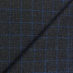 Tweed Blazer Fabric OCM Wool Blended Check Colour Charcoal Grey N Blue