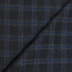Tweed Blazer Fabric OCM 100% Wool Check Colour Shadow Grey N Blue