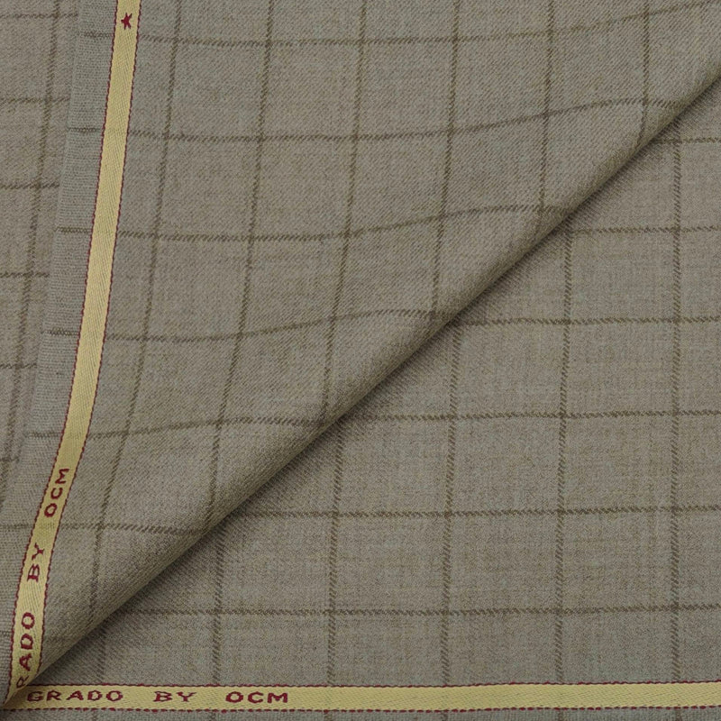 Tweed Blazer Fabric OCM Wool Blended Check Colour Malibu Beige