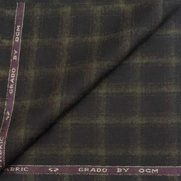 Tweed Blazer Fabric OCM 100% Wool Check Colour Dark Brown