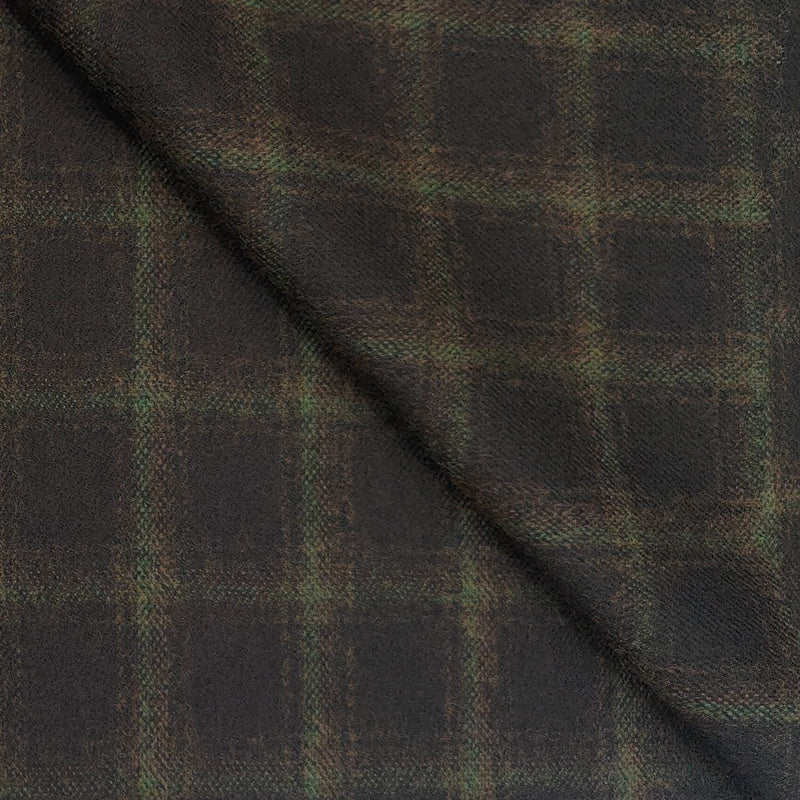 Tweed Blazer Fabric OCM 100% Wool Check Colour Dark Brown