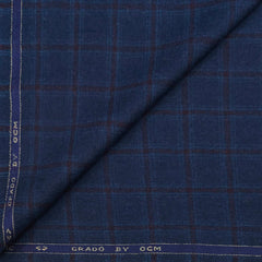 Tweed Blazer Fabric OCM 100% Wool Check Colour Beryy Blue