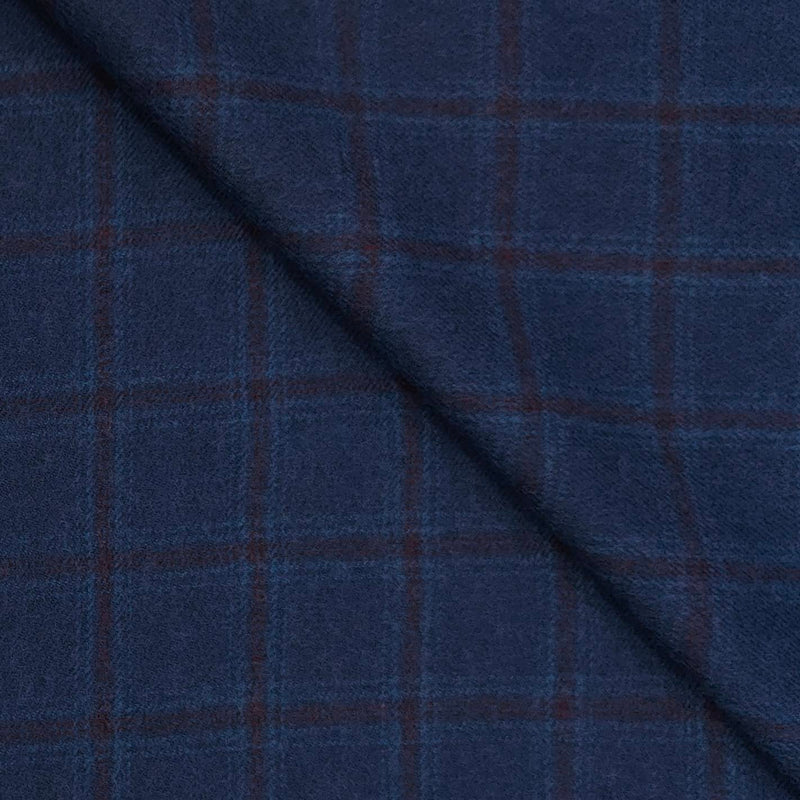 Tweed Blazer Fabric OCM 100% Wool Check Colour Beryy Blue