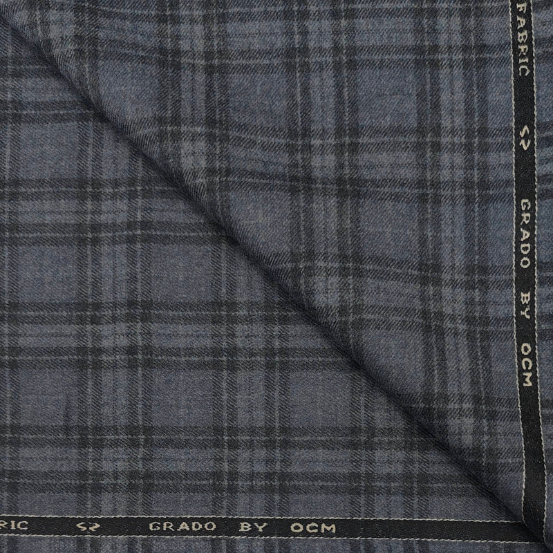 Tweed Blazer Fabric OCM 100% Wool Check Colour Cloudy Grey