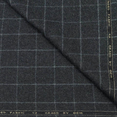 Tweed Blazer Fabric OCM 100% Wool Check Colour Charcoal Grey