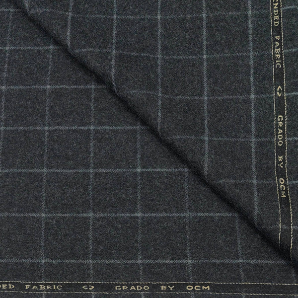 Tweed Blazer Fabric OCM 100% Wool Check Colour Charcoal Grey